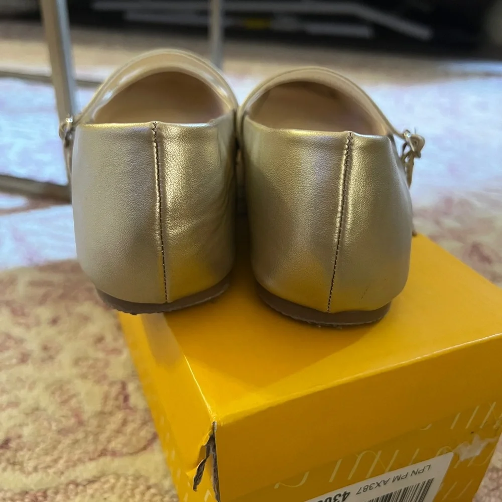 Gold Mary Jane Flats - Picture 4 of 8